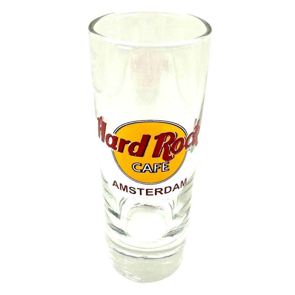 Hard Rock Cafe Shot Glass Amsterdam 4" Tall Collectible Rock n' Roll Music
